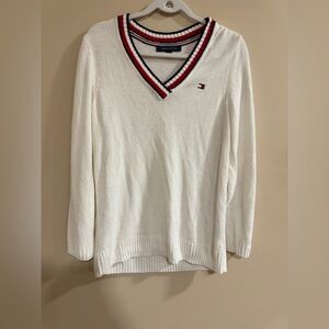 Tommy Hilfiger White V-Neck Sweater​​